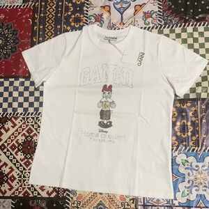 Ganni X Disney Duck Rhinestone T-shirt cute Daisy Graphic Size small